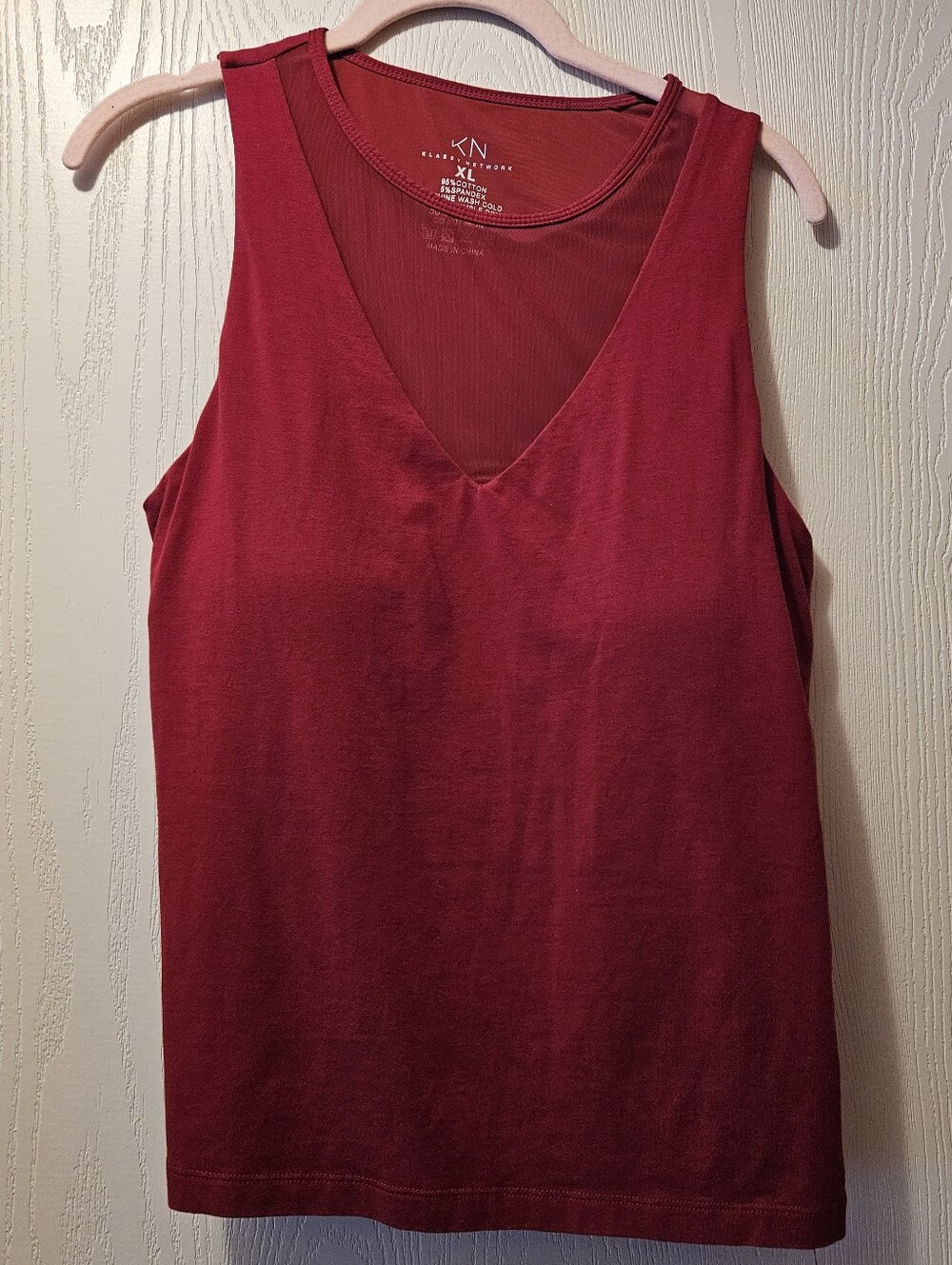 Klassy Network Red Mesh Tank Top With Built-in Bra, Size XL